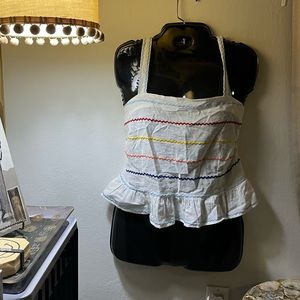 Derek heart Ric rac ruffle tank top wave bend ribbon